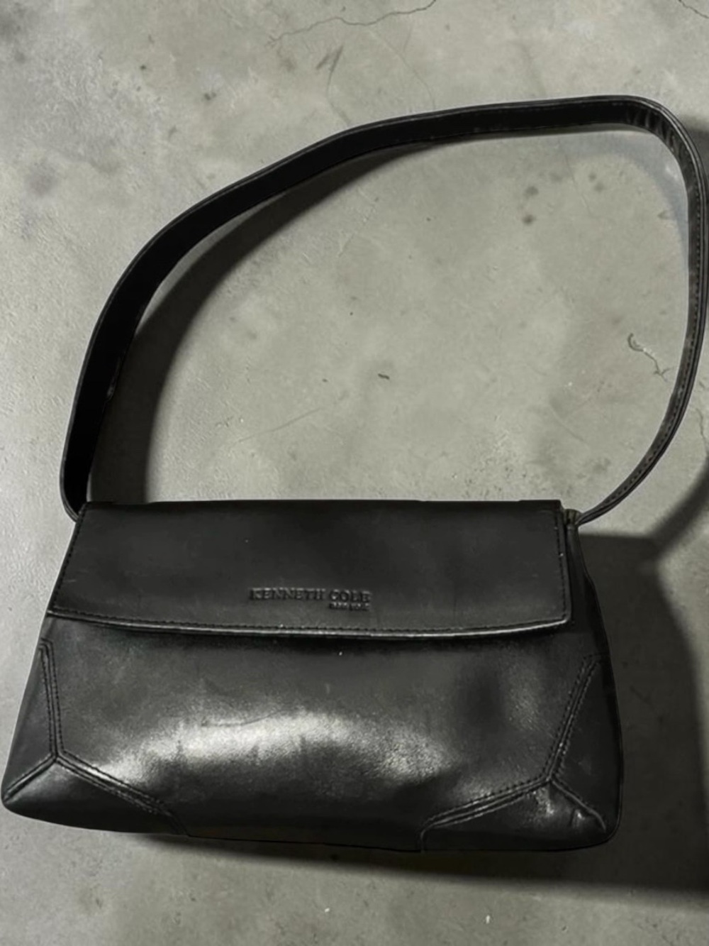 Kenneth Cole Small Black Leather Shoulder Bag